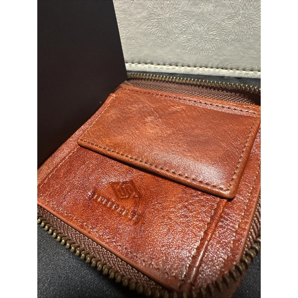 Zipper Wallet  Men'S Leather Wallets Gift with Coin Pocket Extra Capacity